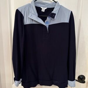 crown & ivy Navy and Light Blue Striped Top